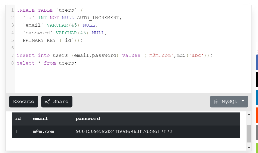 SQL Injection sqlfiddle